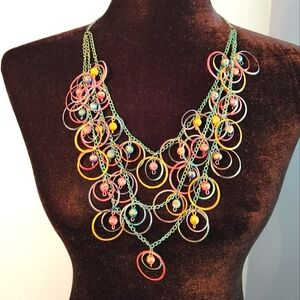 VINTAGE Set,  Rings of Color Necklace & Earings